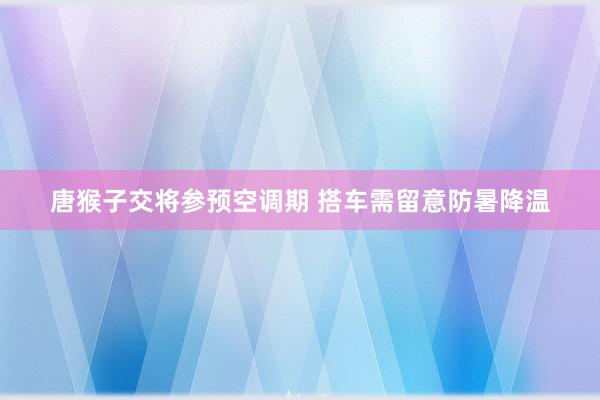 唐猴子交将参预空调期 搭车需留意防暑降温